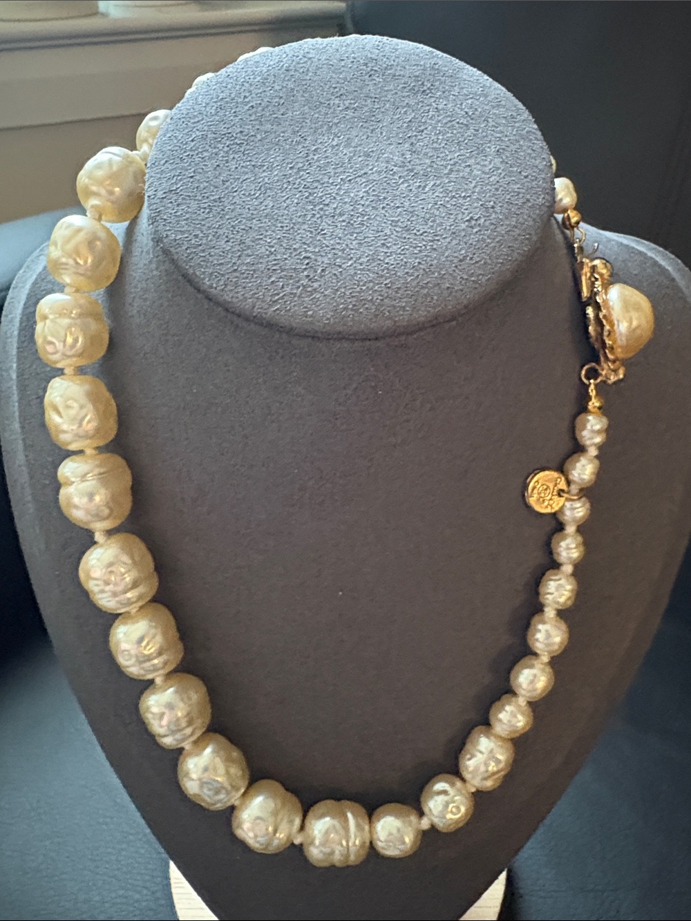 CHANEL Gold Baroque Pearl Statement Necklace